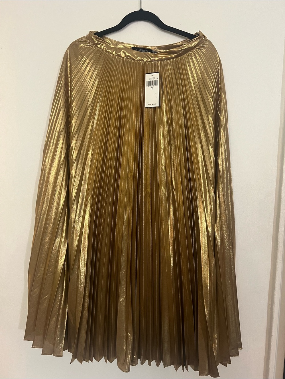 Gold Pleated Midi Skirt - NWT Original Price $265